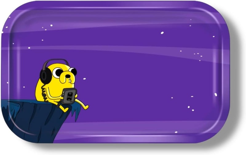 KOZUKI Cartoon Rolling Tray – 11” Premium Metal Purple Rolling Tray Anime Adventure Times Inspired The Dog | Gold Plating | Jack Merch | Smooth Edges | Portable & Easy to Clean (OLDSOUL) - Image 1